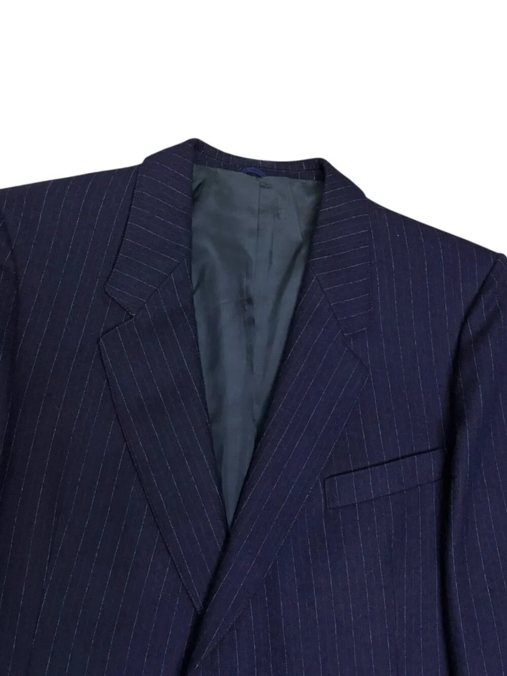 HENLEY Vintage Blazer Blue Pinstripe 100% WOOL Business Formal Jacket Mens 44R